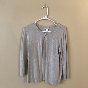 LOFT Cream Button Up Cardigan Sweater